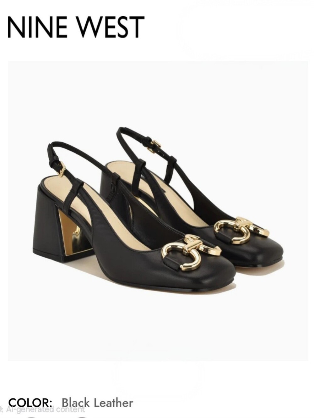 Nine West Cast Leather Block Heel Slingback Pumps